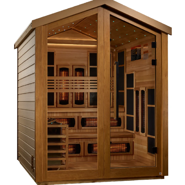 Golden Designs "Kaskinen" 6 Person Barn Hybrid (PureTech™ Full Spectrum IR or Traditional Stove) Outdoor Sauna (GDI-8526-01)