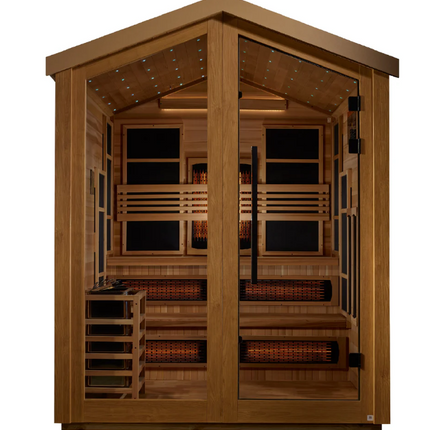 Golden Designs "Kaskinen" 6 Person Barn Hybrid (PureTech™ Full Spectrum IR or Traditional Stove) Outdoor Sauna (GDI-8526-01)