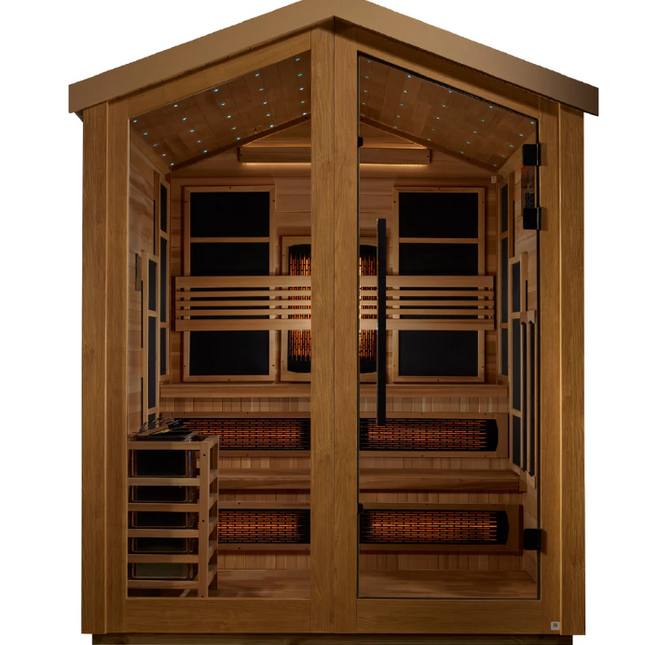 Golden Designs "Kaskinen" 6 Person Barn Hybrid (PureTech™ Full Spectrum IR or Traditional Stove) Outdoor Sauna (GDI-8526-01)