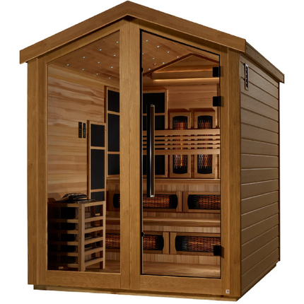 Golden Designs "Kaskinen" 6 Person Barn Hybrid (PureTech™ Full Spectrum IR or Traditional Stove) Outdoor Sauna (GDI-8526-01)