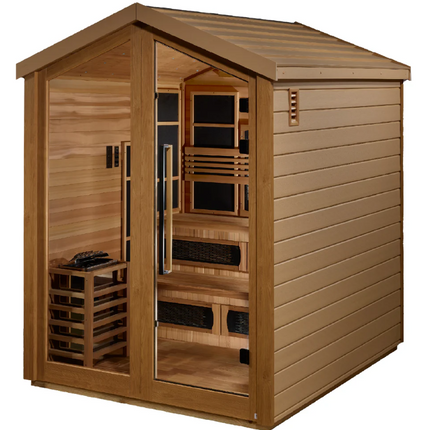 Golden Designs "Kaskinen" 6 Person Barn Hybrid (PureTech™ Full Spectrum IR or Traditional Stove) Outdoor Sauna (GDI-8526-01)