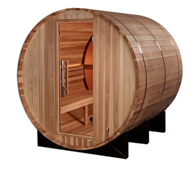 Golden Designs "Zurich" 4 Person Barrel with Bronze Privacy View Traditional Sauna (GDI-B024-01)