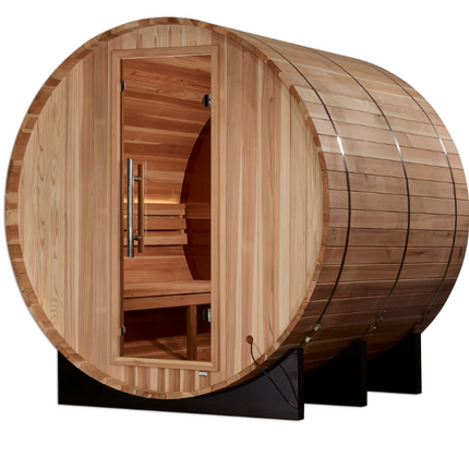 Golden Designs "Zurich" 4 Person Barrel with Bronze Privacy View Traditional Sauna (GDI-B024-01)
