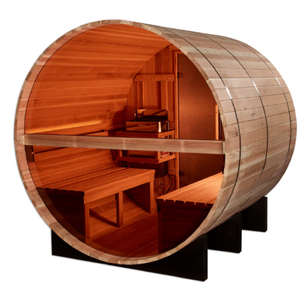 Golden Designs "Zurich" 4 Person Barrel with Bronze Privacy View Traditional Sauna (GDI-B024-01)