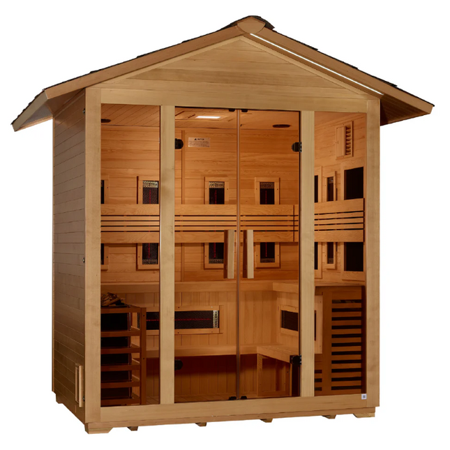Golden Designs "Gargellen" 5 Person Hybrid (PureTech™ Full Spectrum IR or Traditional Stove) Outdoor Sauna (GDI-8125-01)