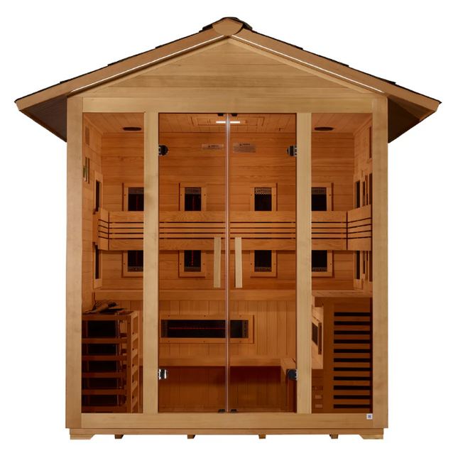 Golden Designs "Gargellen" 5 Person Hybrid (PureTech™ Full Spectrum IR or Traditional Stove) Outdoor Sauna (GDI-8125-01)