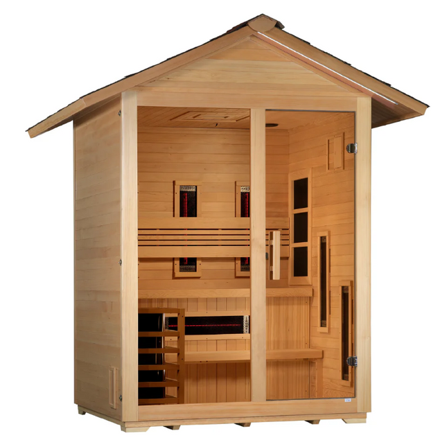 Golden Designs "Carinthia" 3 Person Hybrid (PureTech™ Full Spectrum IR or Traditional Stove) Outdoor Sauna (GDI-8123-01)