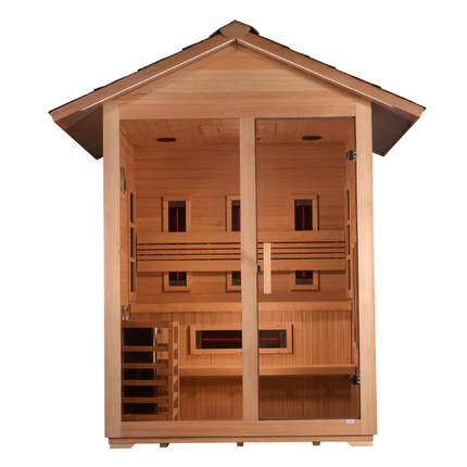 Golden Designs "Carinthia" 3 Person Hybrid (PureTech™ Full Spectrum IR or Traditional Stove) Outdoor Sauna (GDI-8123-01)