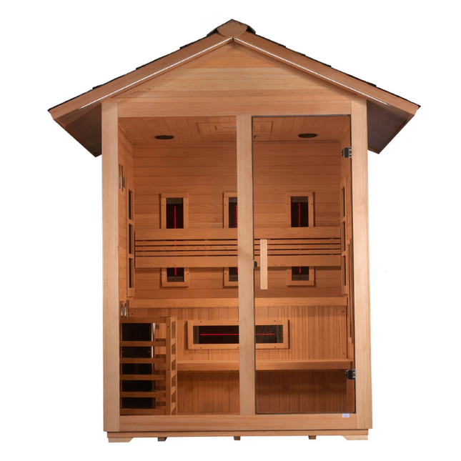 Golden Designs "Carinthia" 3 Person Hybrid (PureTech™ Full Spectrum IR or Traditional Stove) Outdoor Sauna (GDI-8123-01)