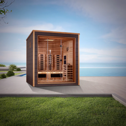 Golden Designs "Visby" 3 Person Outdoor-Indoor PureTech™ Hybrid Full Spectrum Sauna (GDI-8223-01)