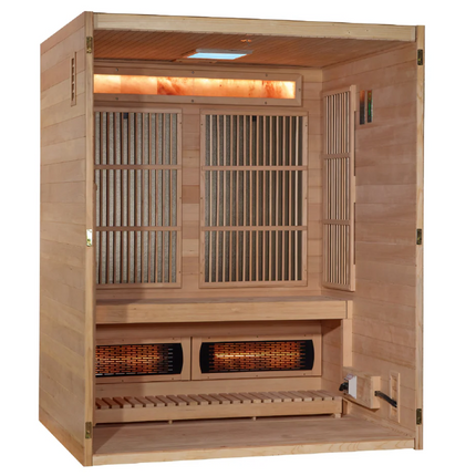 2025 Golden Designs "Soria" 3 Person Hybrid Sauna (Indoor) Full Spectrum and Harvia Traditional Stove (GDI-8330-01)