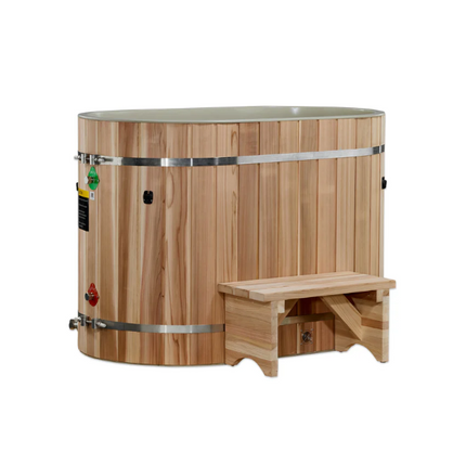 DCT Oval Barrel Tub Cold Plunge (50-P) Pacific Cedar - 3/4 IN-OUT without Motor