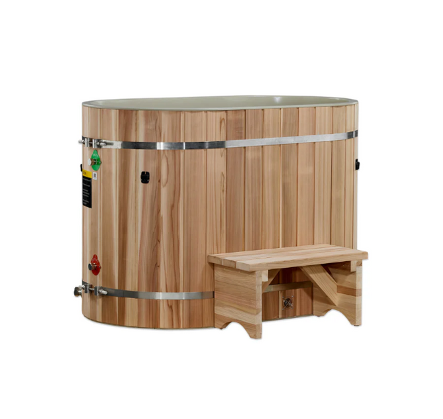DCT Oval Barrel Tub Cold Plunge (50-P) Pacific Cedar - 3/4 IN-OUT without Motor